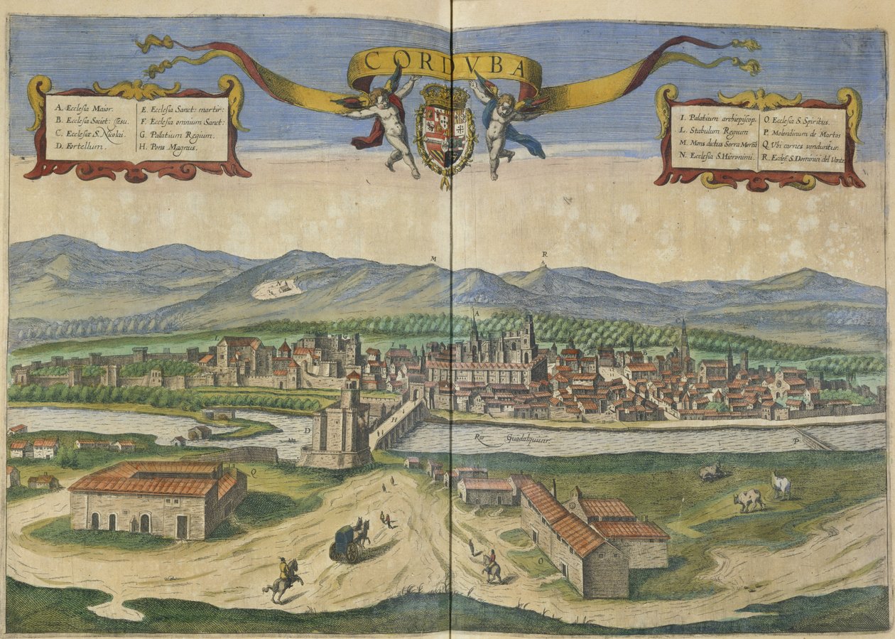 Vista, de, cordoba, (hand, colorido, engraving) de Spanish School