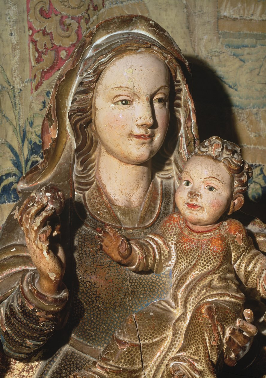 Virgem e Criança (madeira policromada) de Spanish School