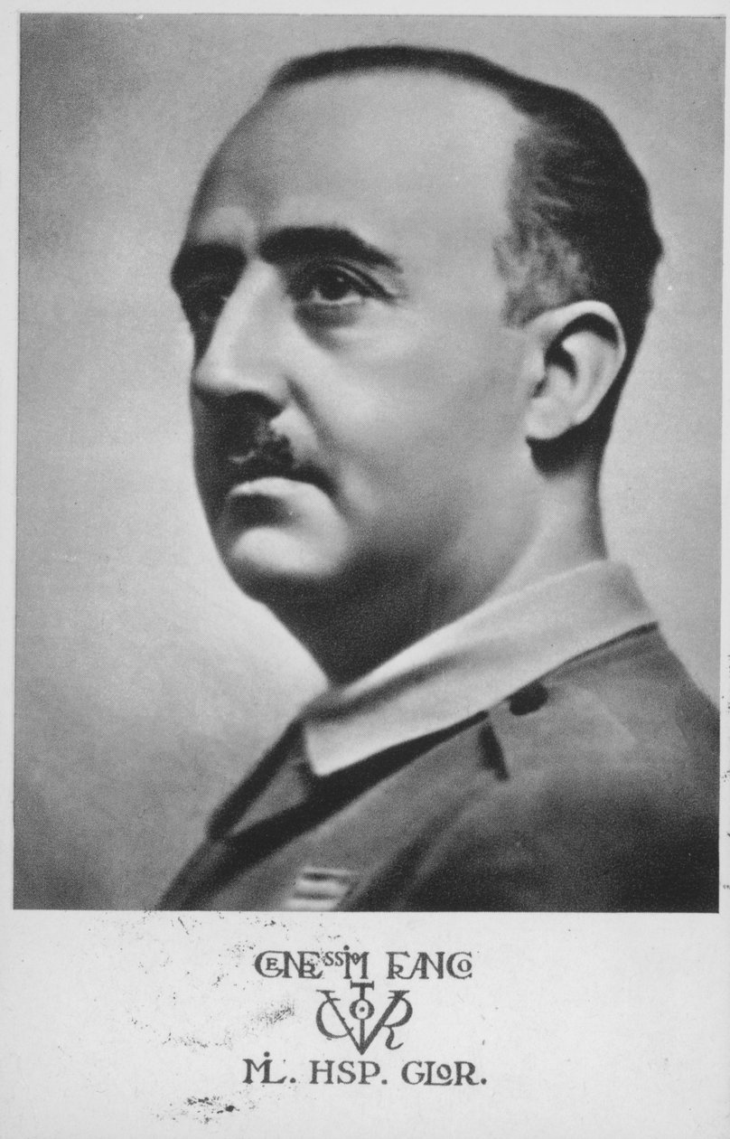 Francisco Franco, general e ditador espanhol (fotografia a preto e branco) de Spanish Photographer
