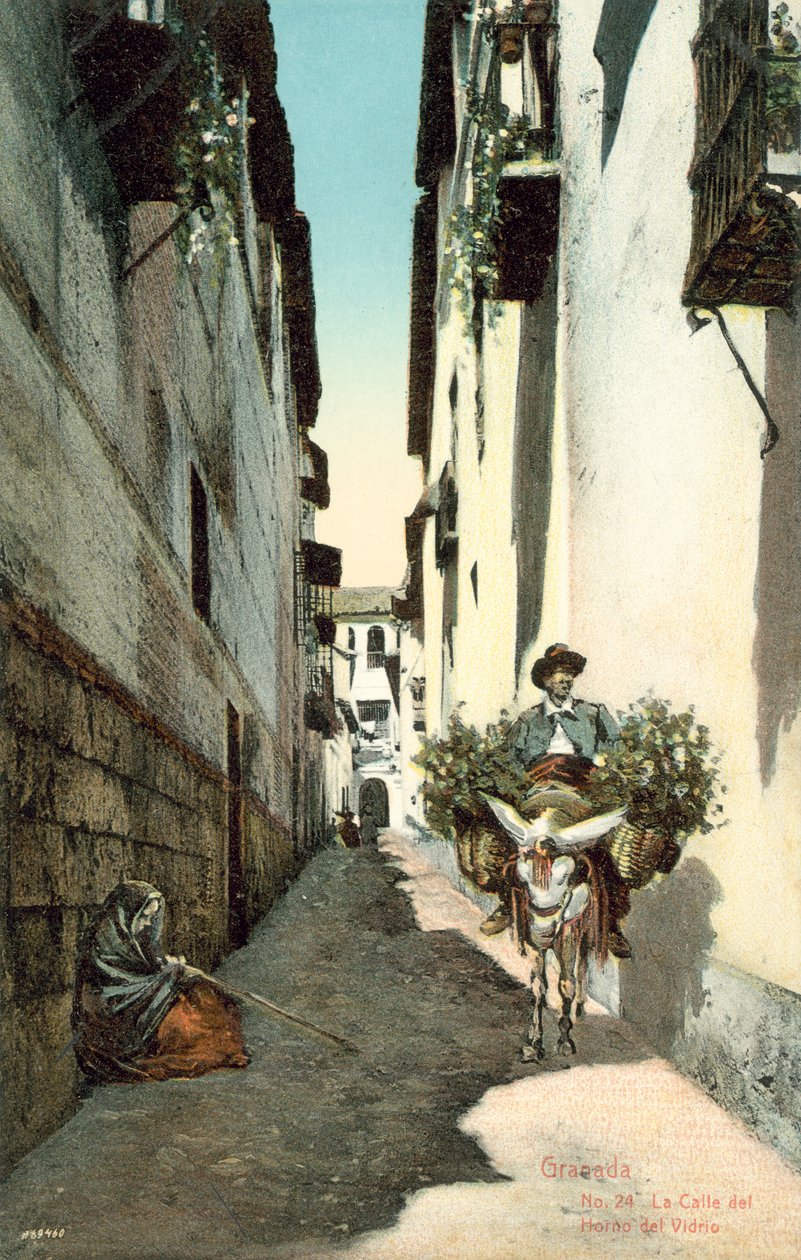 Granada, La Calle Del Horno Del Vidrio, Espanha (fotografia a cores) de Spanish Photographer