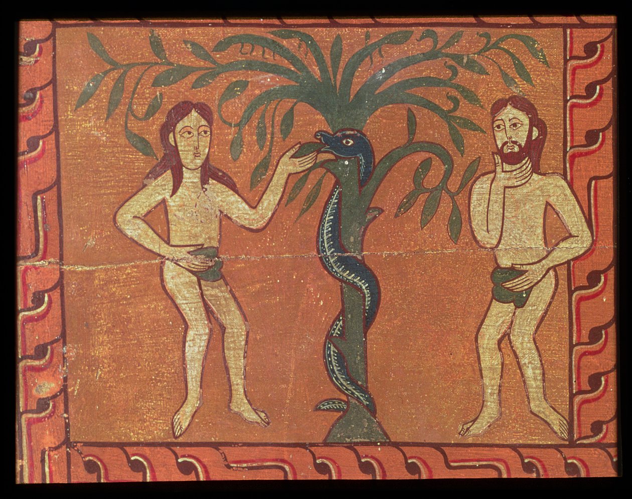 Adão e Eva, do alter-peça Sagars (tempera no painel) de Spanish School