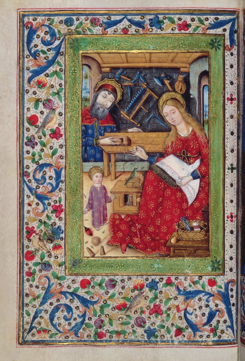 Acrescentar 18193 f.48v A Sagrada Família na carpintaria de José, em latim com rubricas espanholas, de um 