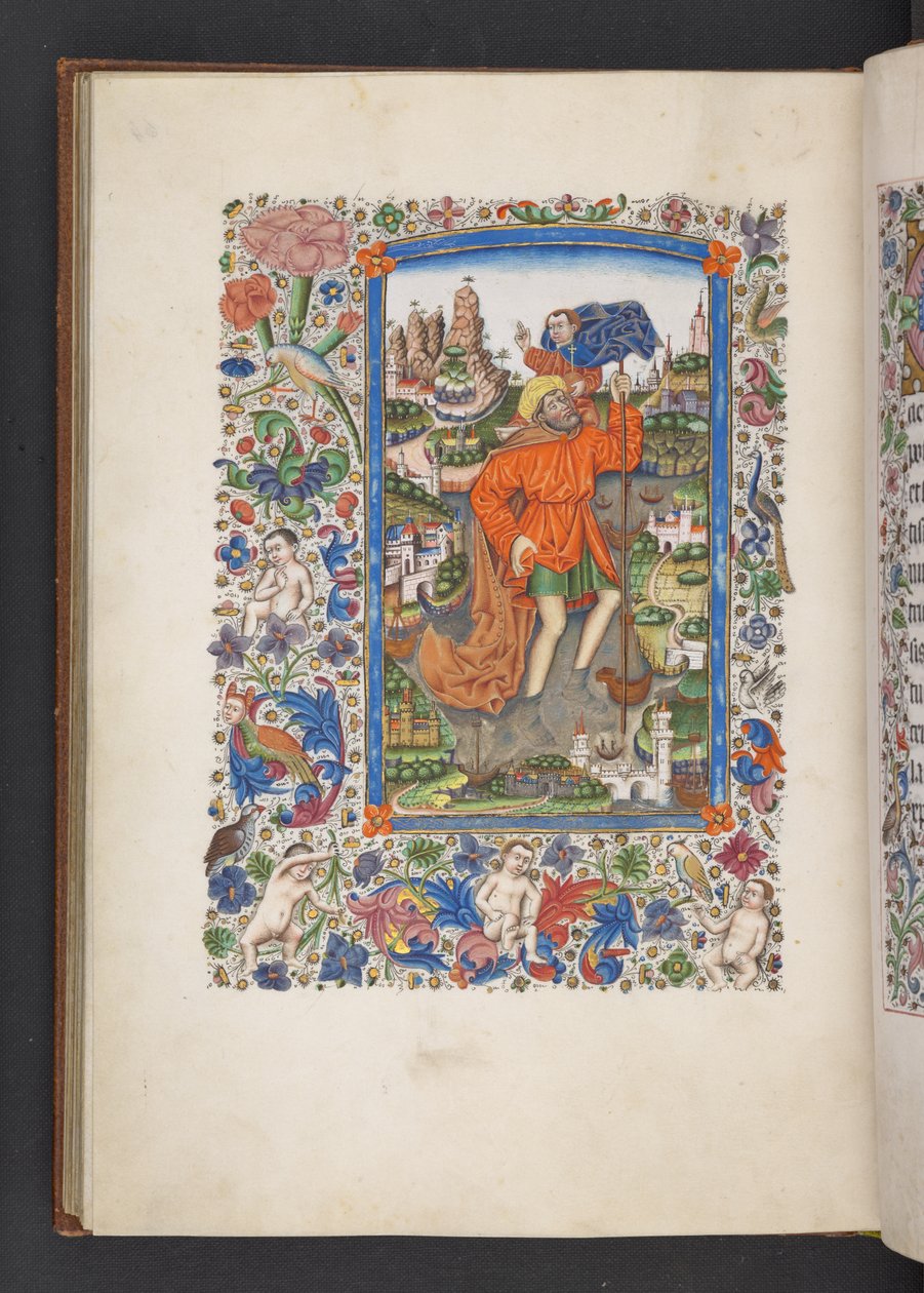 Acrescentar MS 50004 f.64v São Cristóvão carregando a Criança Cristo, 