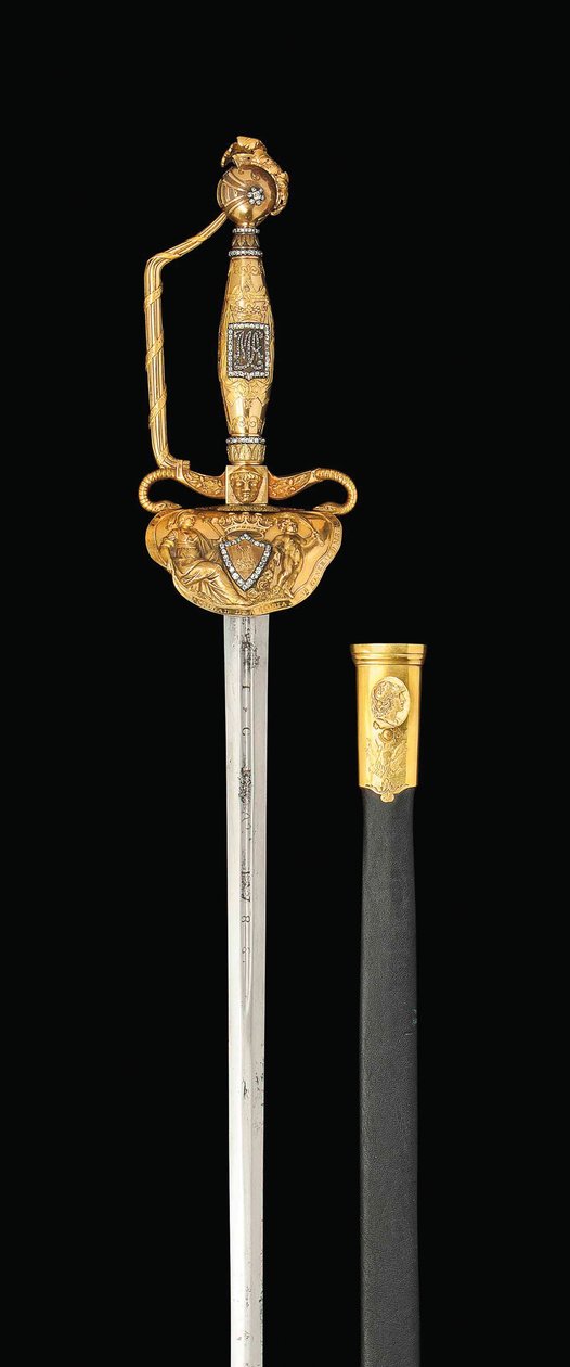 Uma importante espada com punho de ouro com conjunto de diamantes, c.1814-15 (aço, ouro e diamantes) de Spanish School
