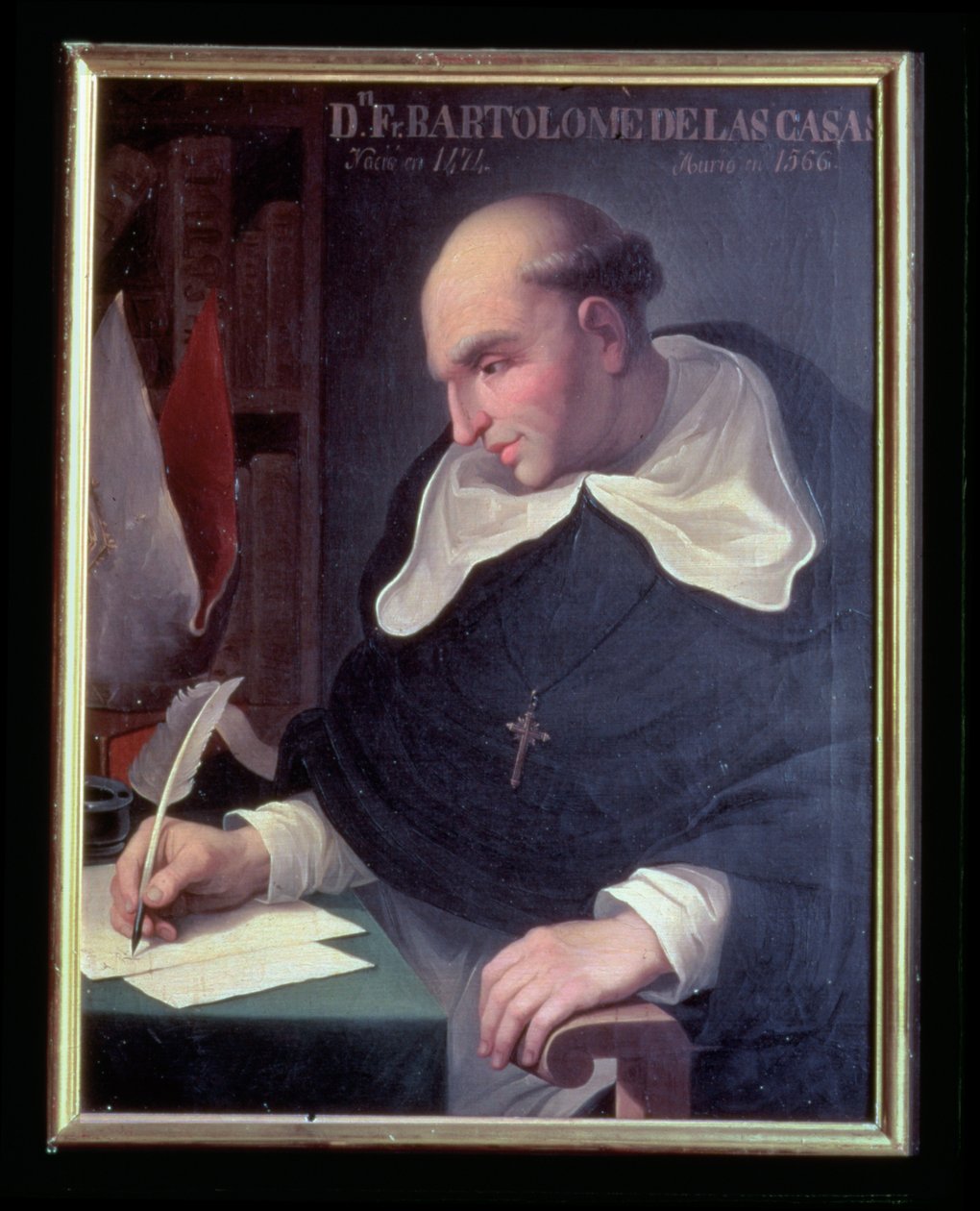 Bartholeme de Las Casas (1474-1566) (óleo sobre painel) (ver também 129762) de Spanish School