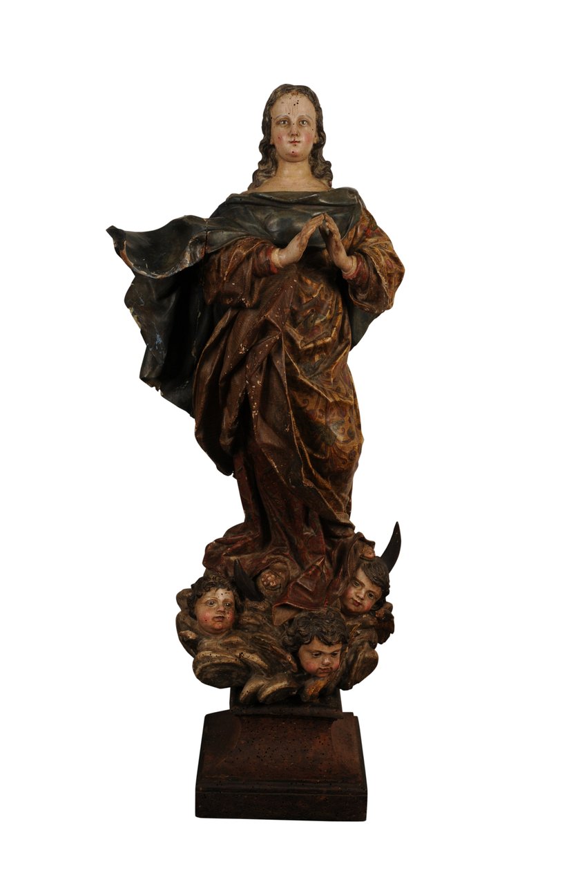Escultura em madeira esculpida da Virgem da Imaculada Conceição, Espanha, c.1750 (madeira) de Spanish School