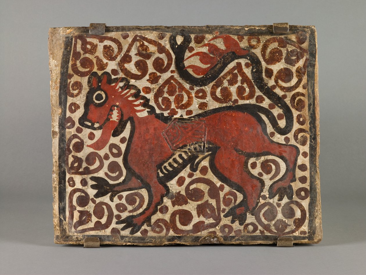Azulejo de teto, segunda metade do século XV (faiança pintada) de Spanish School