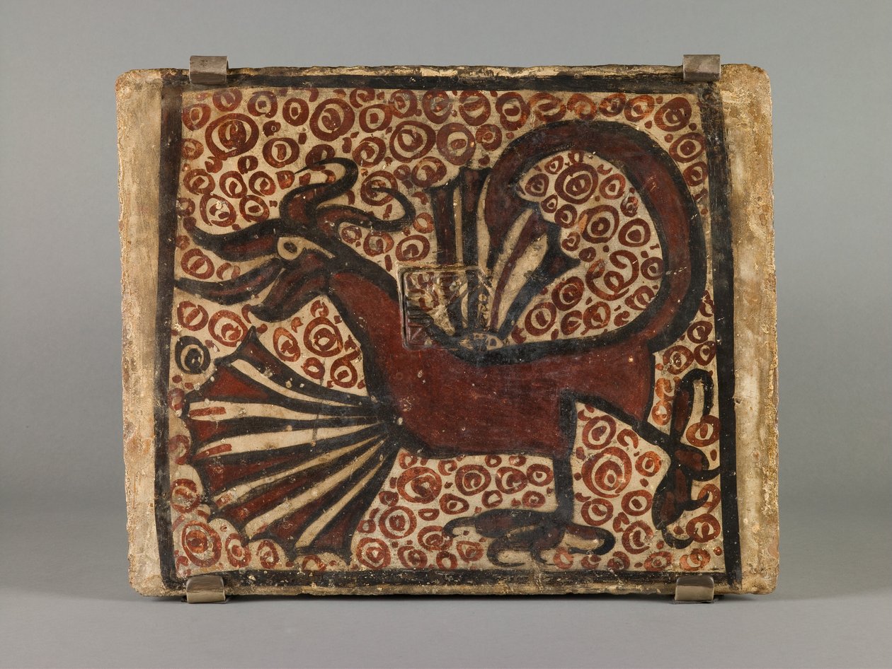 Azulejo de teto, segunda metade do século XV (faiança pintada) de Spanish School