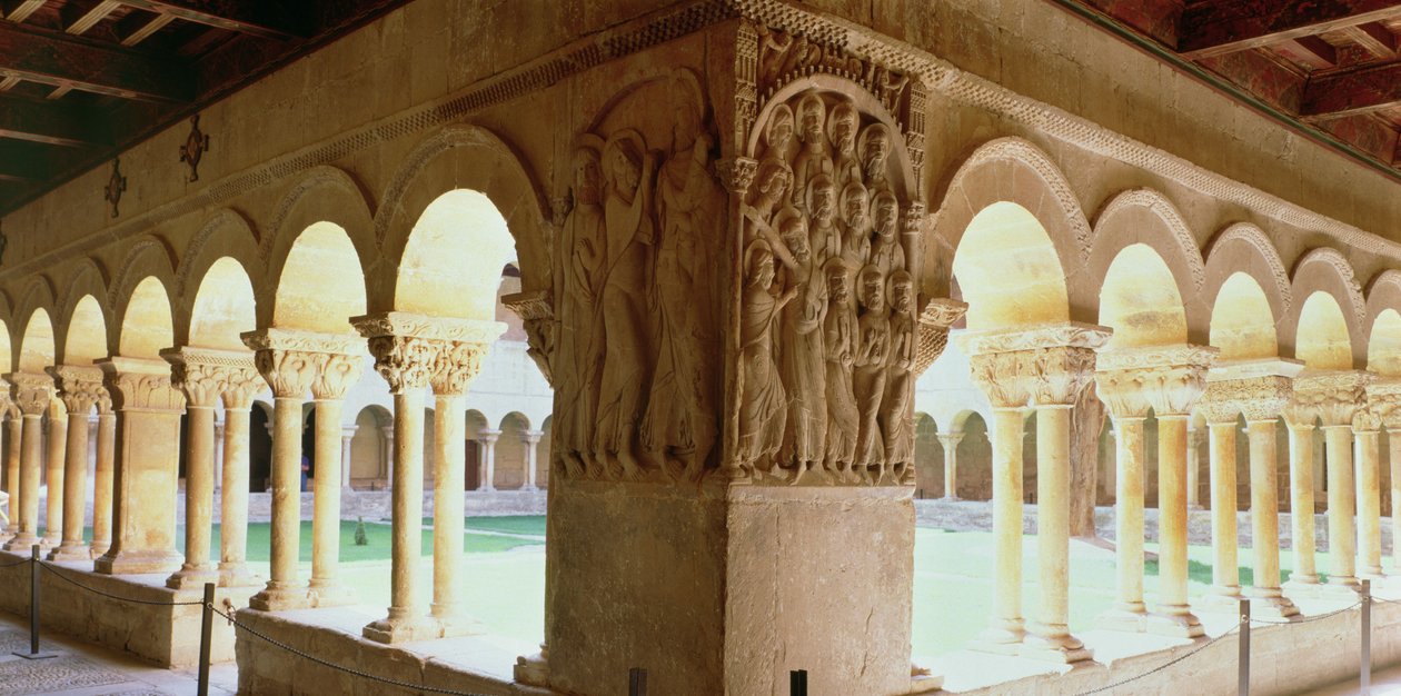 Cristo e o peregrino de Emaús, alívio de um pilar de canto do claustro de Spanish School