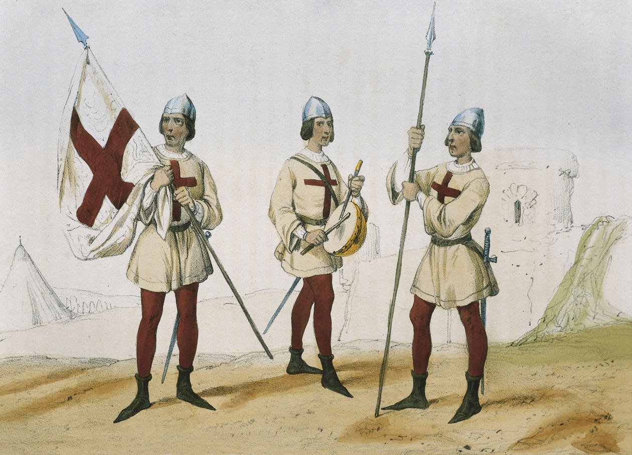 DE SOTTO, Serafim Maria, Conde de Clonard (1793 - 1862). Historia organica de las armas de Infanteria y Caballeria espanolas. 1851 - 1859. Os soldados de infantaria durante o reinado dos Reis Católicos de Espanha. Porta-estandarte, tamborileiro e lanceiro  de Spanish School