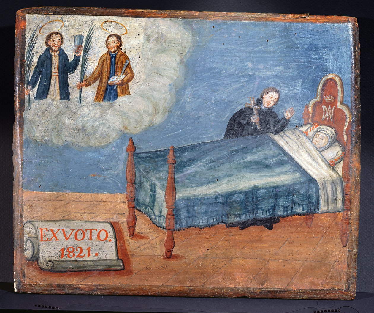 Ex Voto dedicado a SS. Cosme e Damião em gratidão pela cura de uma mulher doente, 1821 de Spanish School