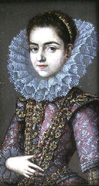 Retrato Feminino (óleo na carta de jogar) de Spanish School
