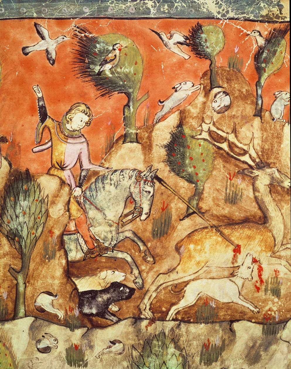 Fol.178v Um caçador perseguindo um cervo, do Codex Benito Santa Mora de Spanish School
