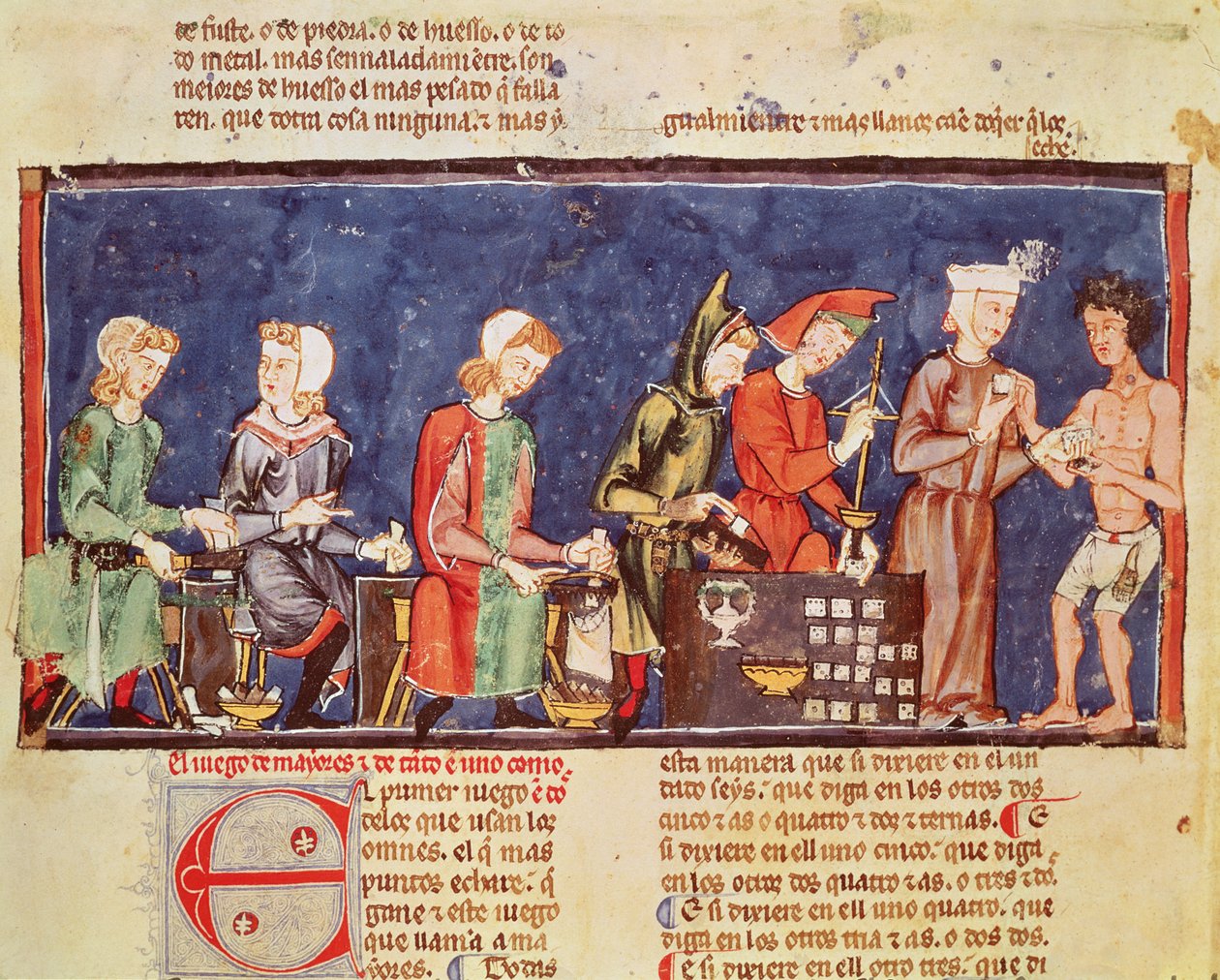Fol.65v Dice Makers, do livro de jogos, xadrez, dados e placas, 1282 de Spanish School