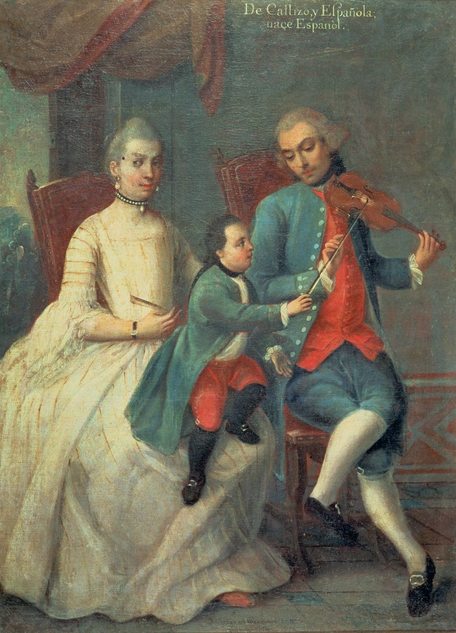 De The Purebred Gentleman and his Spanish Wife Springs the Young Spaniard (óleo sobre tela) de Spanish School