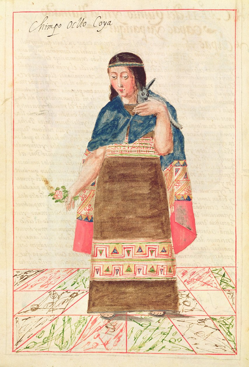 Ilustração de &39;História e Genealogia Real dos Reis Inca do Peru, de seus feitos, costumes, costumes e forma de governo&39;, conhecida como Codice Murua (velino) de Spanish School