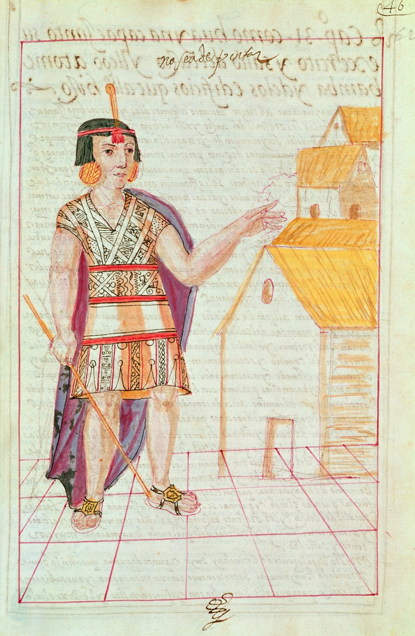 Ilustração de &39;História e Genealogia Real dos Reis Inca do Peru, de seus feitos, costumes, costumes e forma de governo&39;, conhecida como Codice Murua (velino) de Spanish School