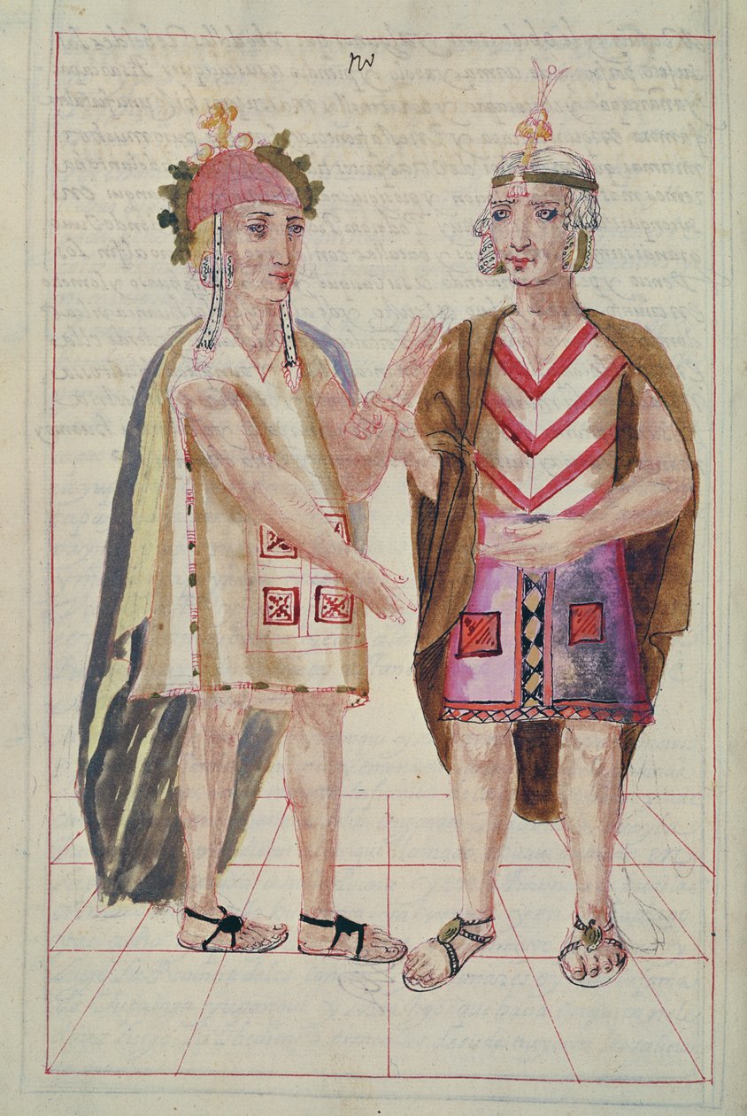Ilustração da História e Genealogia Real dos Reis Inca do Peru, de seus feitos, costumes, costumes e forma de governo, conhecida como Codice Murua de Spanish School