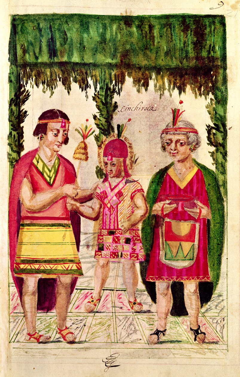 Ilustração de Cincheroca, da &39;História e Genealogia Real dos Reis Inca do Peru, de seus feitos, costumes, costumes e forma de governo&39;, conhecida como Codice Murua de Spanish School