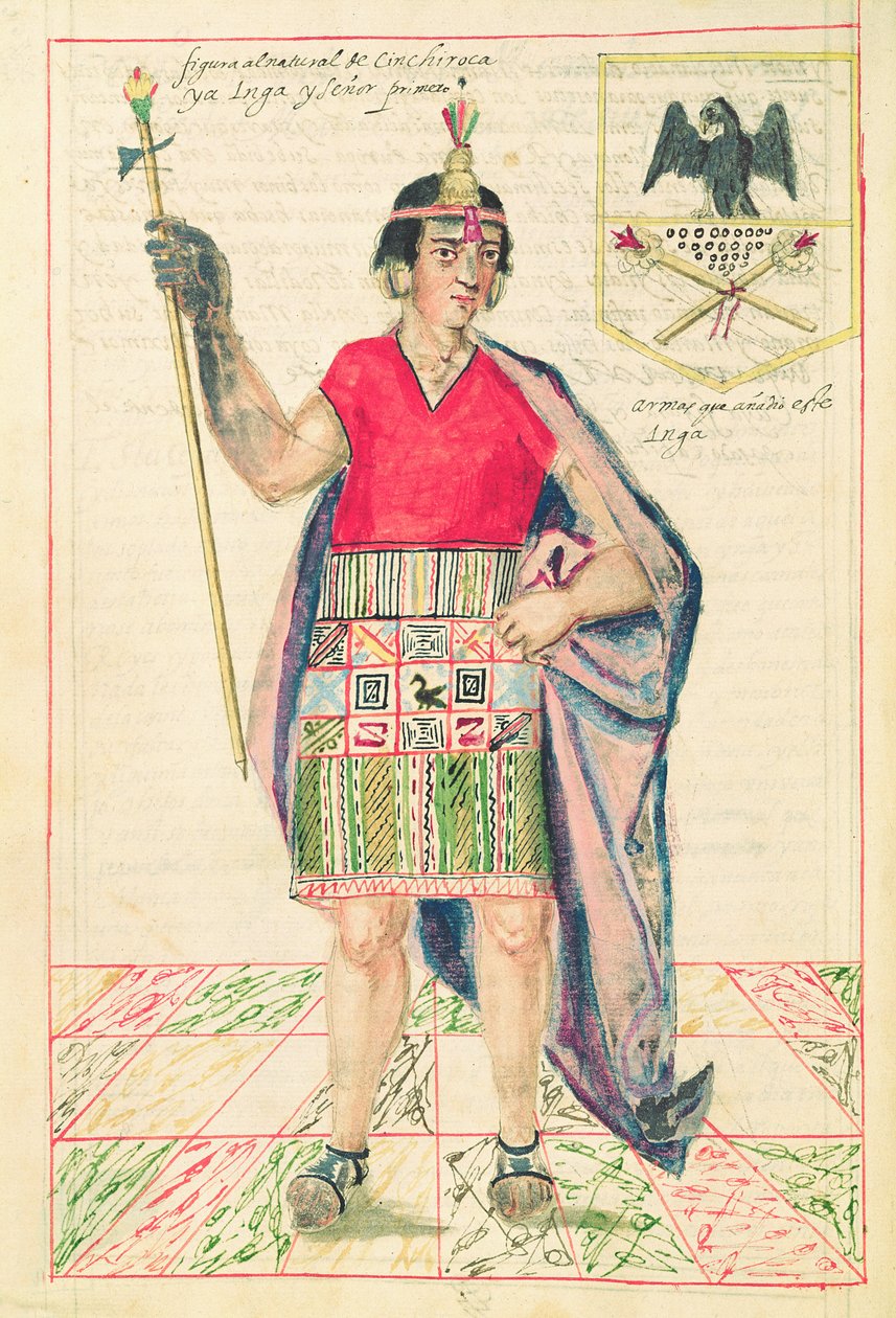 Ilustração de Cincheroca, da &39;História e Genealogia Real dos Reis Inca do Peru, de seus feitos, costumes, costumes e forma de governo&39;, conhecida como Codice Murua de Spanish School
