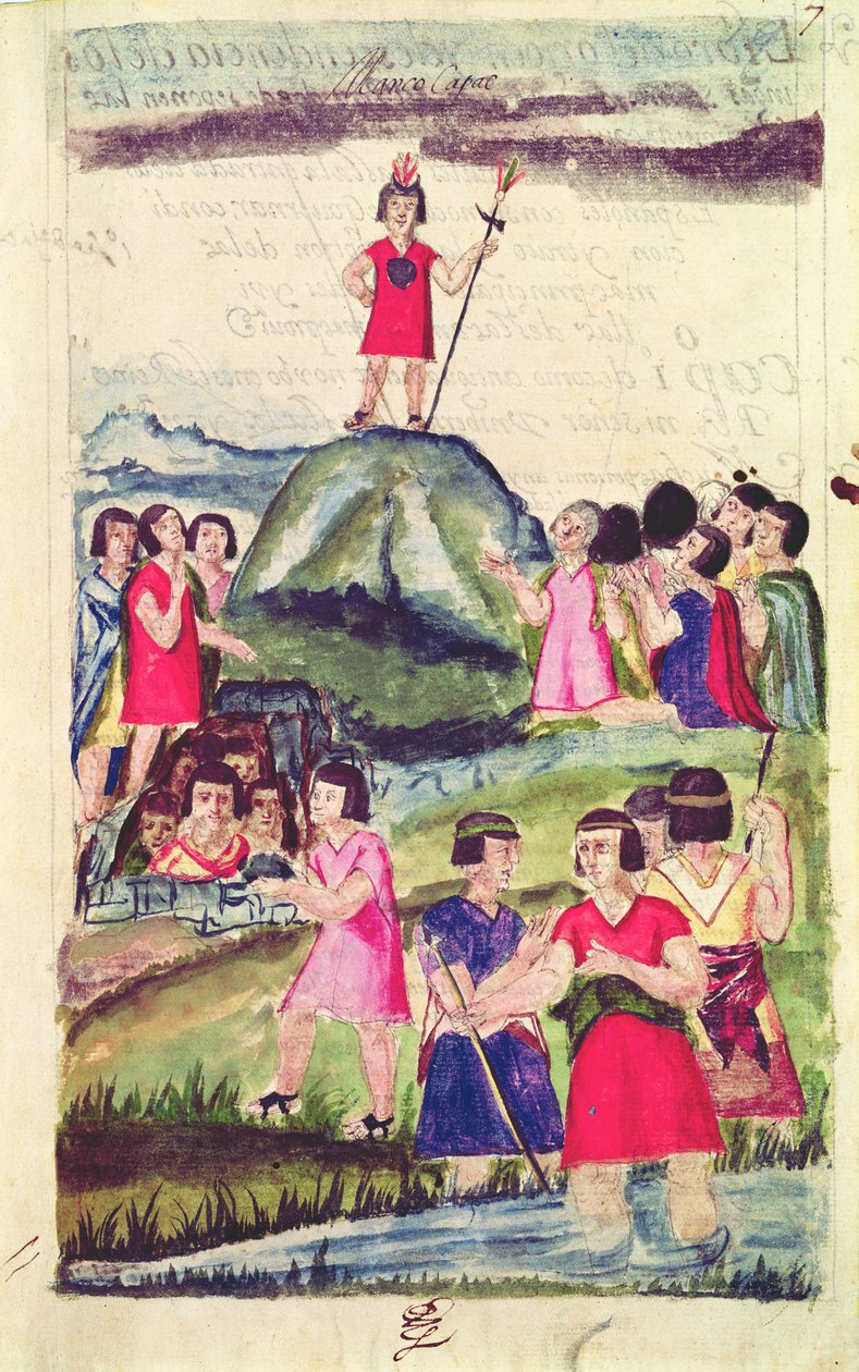 Ilustração de Manco Capac, de &39;História e Real Genealogia dos Reis Inca do Peru, de seus feitos, costumes, costumes e maneira de governo&39;, conhecido como Codice Murua de Spanish School