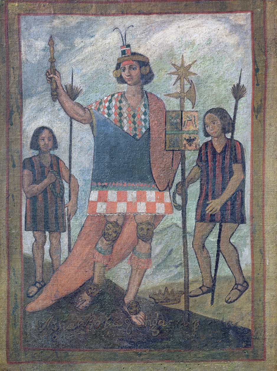 Habitantes do Novo Mundo encontrados por Cristóvão Colombo em sua primeira viagem em 1492 de Spanish School