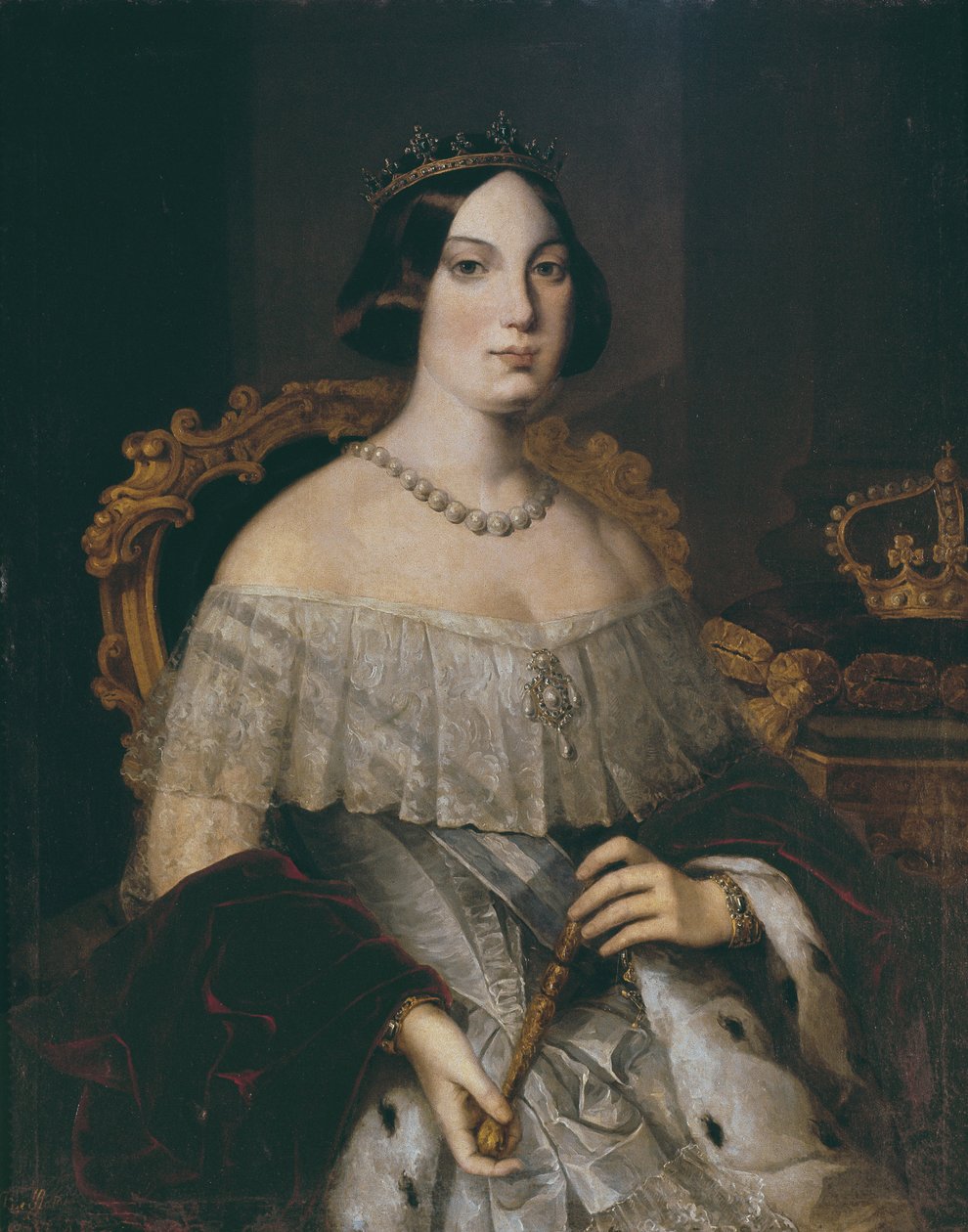 Isabella II, Rainha de Espanha (óleo sobre tela) de Spanish School