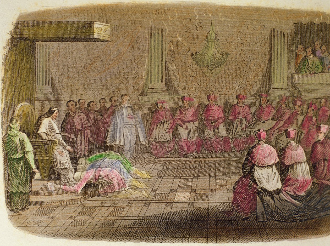 Embaixadores japoneses prostrados aos pés do Papa Gregório XIII em 1585 de Spanish School