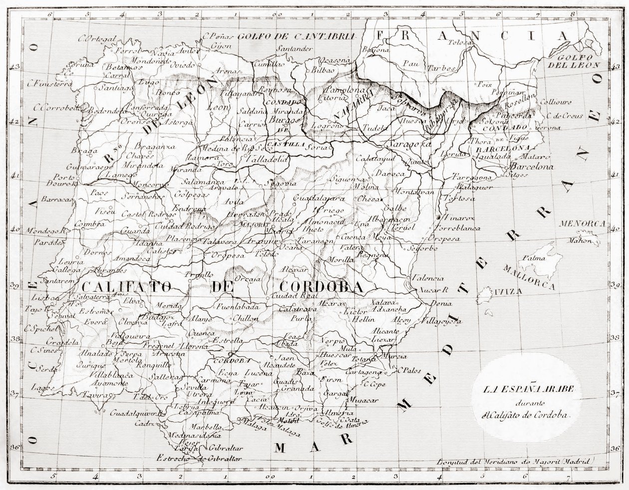 Mapa de Espanha mostrando o Califado de Córdoba de Spanish School