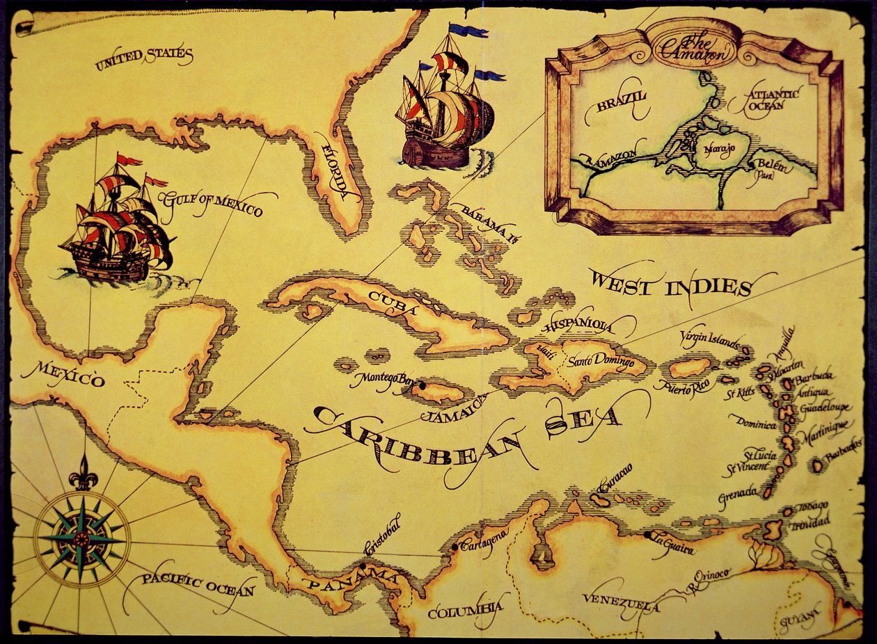 Mapa do Principal Espanhol (cor litho) de Spanish School