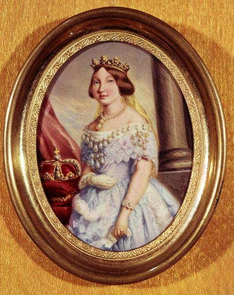 Retrato em miniatura da rainha Isabella II (1830-1904) de Spanish School