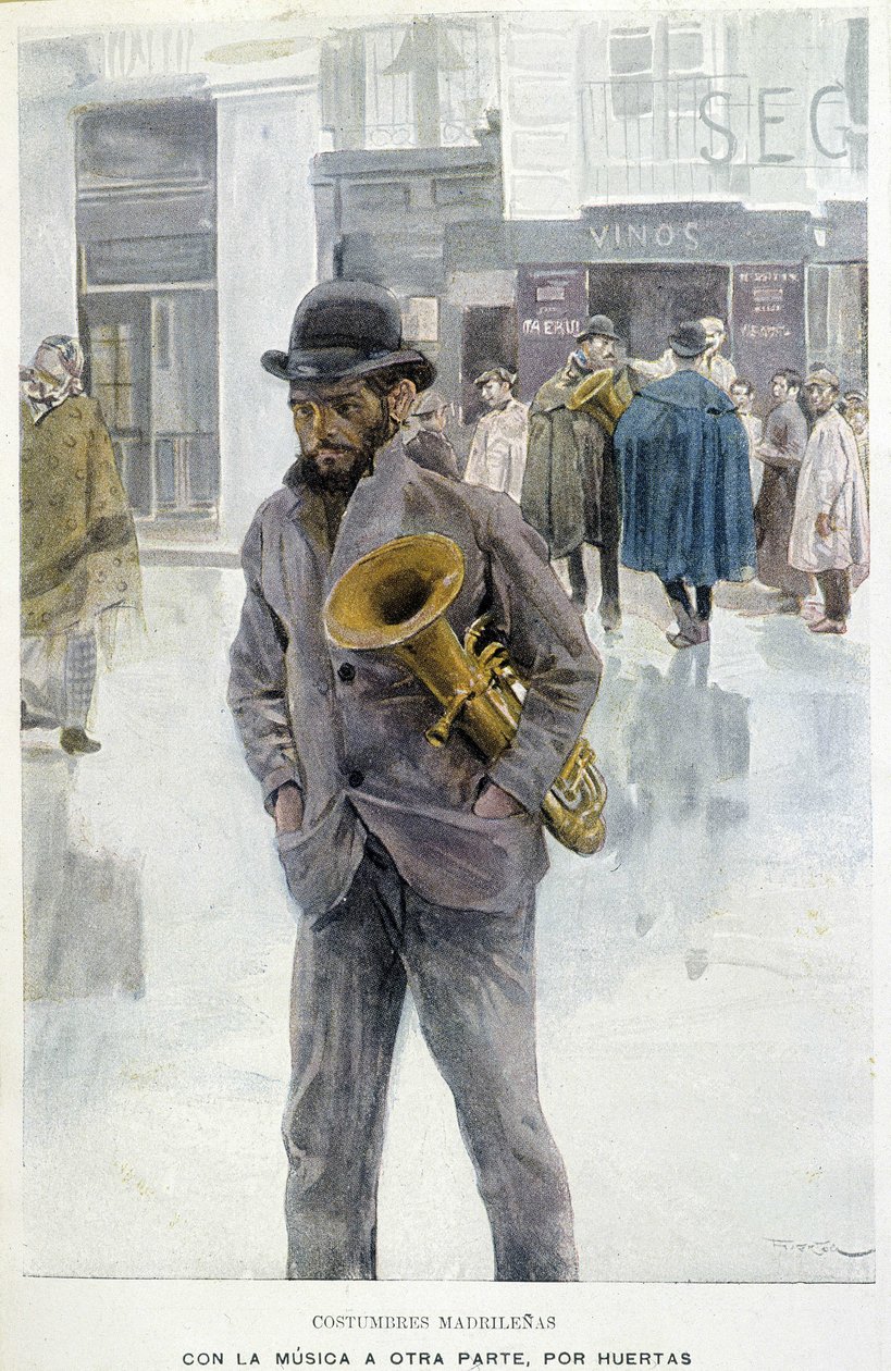 Música nas ruas: músico - mendigo em Madrid de Spanish School