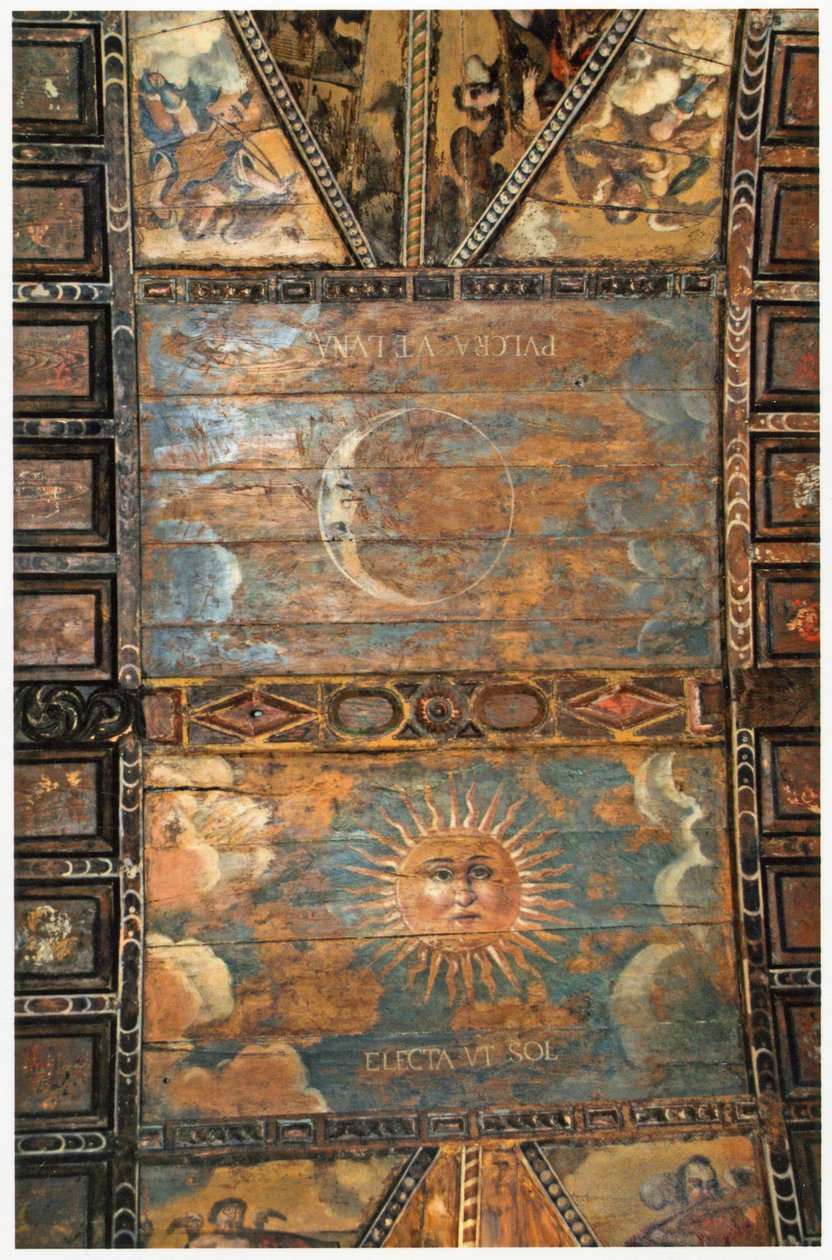 Teto pintado do santuário de Nossa Senhora dos Eremitas em As Ermidas, Galiza, Espanha. Século XVII de Spanish School