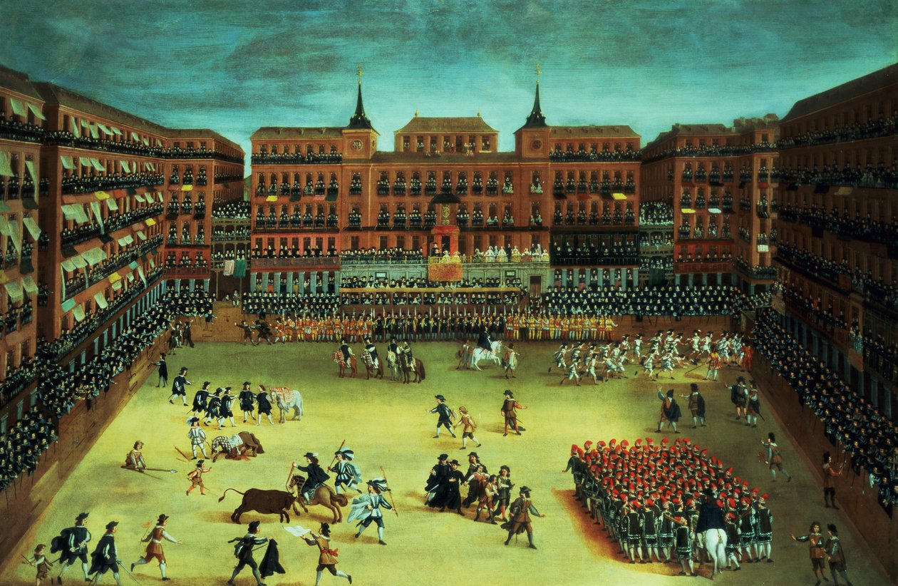 Panorama de uma festa na Plaza Mayor em Madrid de Spanish School