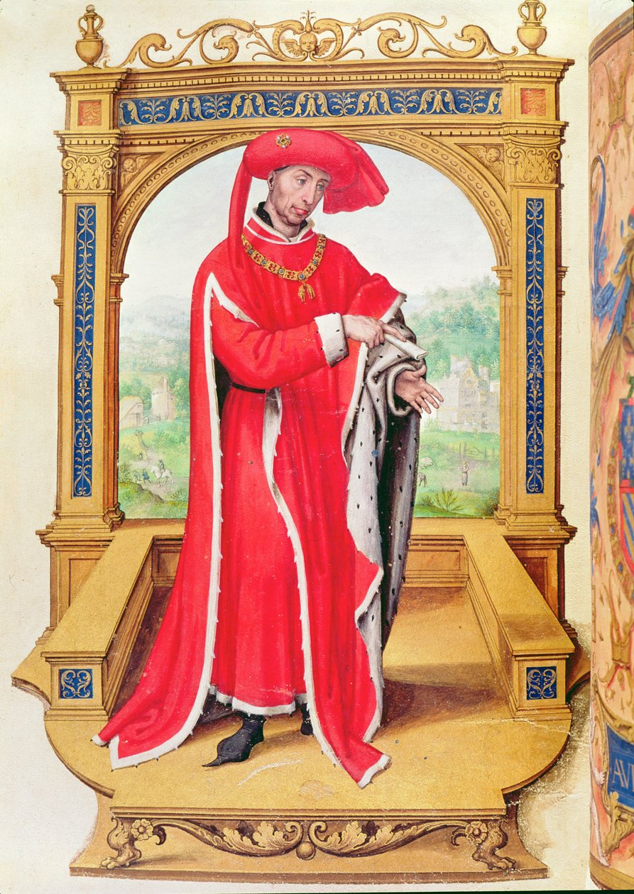 Filipe o Bom (1396-1467) Duque de Borgonha, Fundador da Ordem do Tosão de Ouro, do Statuts de la Toison dOr de Spanish School