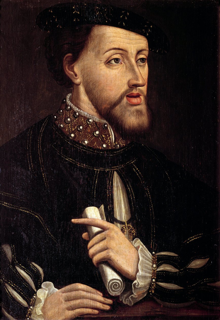 Retrato de Carlos V (1500-1558) Imperador da Alemanha Pintura da Escola de Espanhol. Século XVI de Spanish School