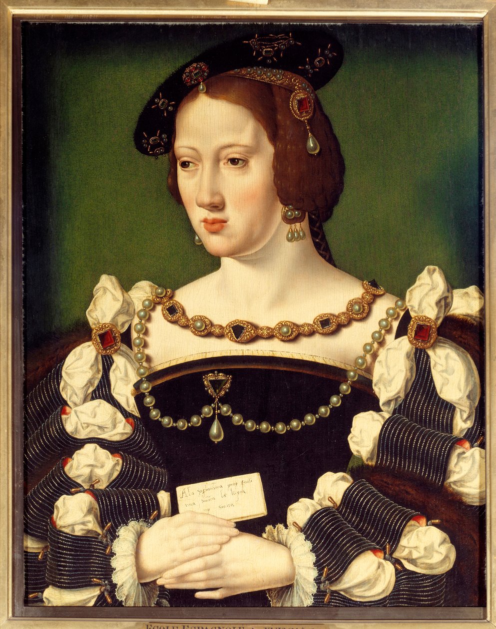 Retrato de Eleonore de Habsburg, Arquiduquesa da Áustria (1498-1558) Rainha de França, esposa do Rei de França François I Pintura da Escola Espanhola. Século XVI. Chantilly, Museu Conde de Spanish School