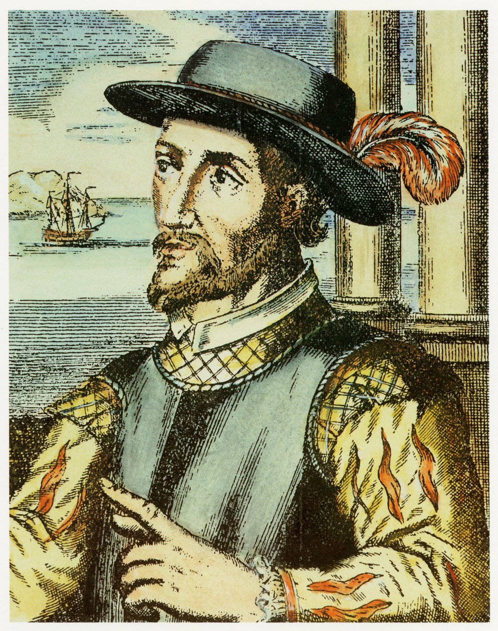 Retrato de Juan Ponce de Leon (1474 - 1521) (gravura colorida à mão). de Spanish School