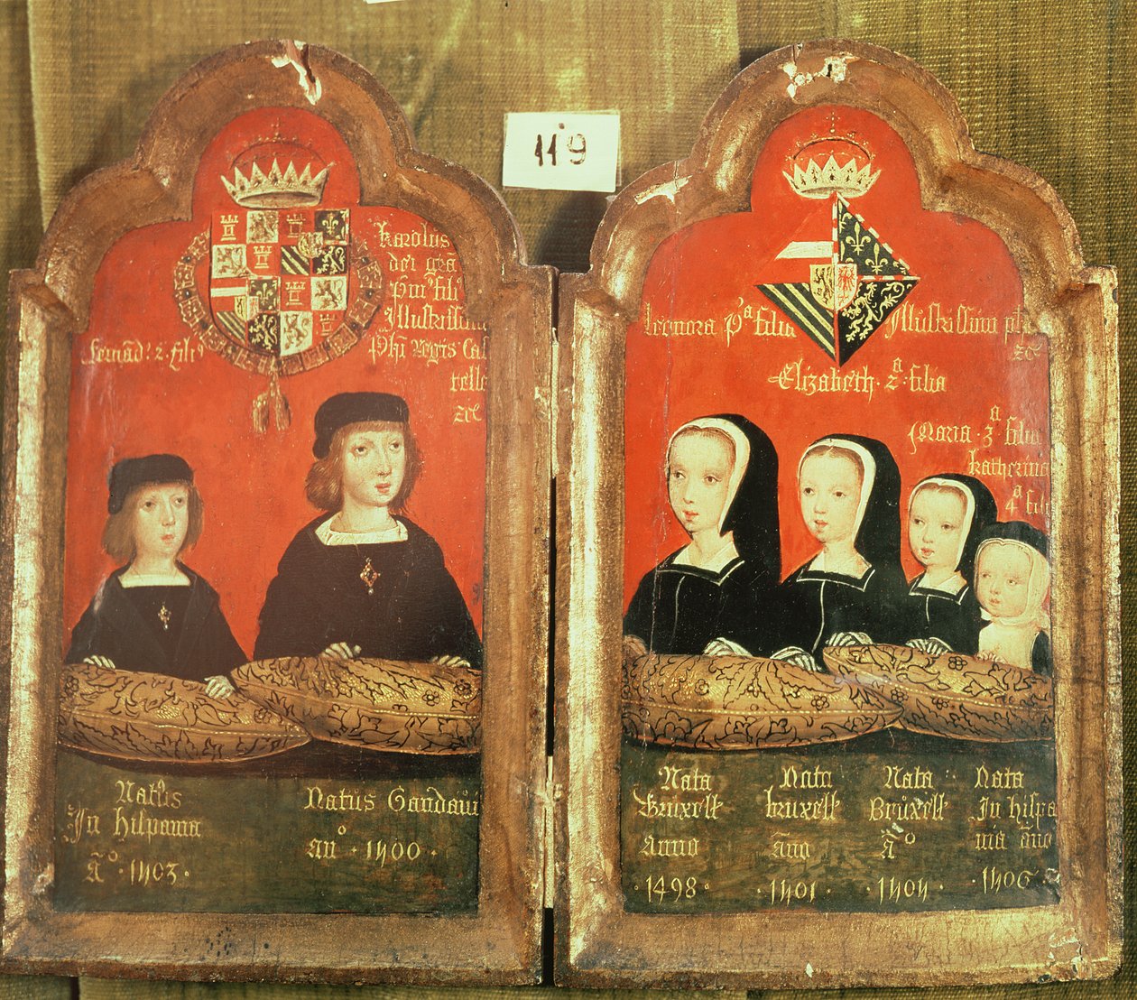 Retratos dos Filhos de Felipe I (1478-1506) O Belo e Joanna "O Louco" de Castela (1479-1555) (têmpera no painel) de Spanish School