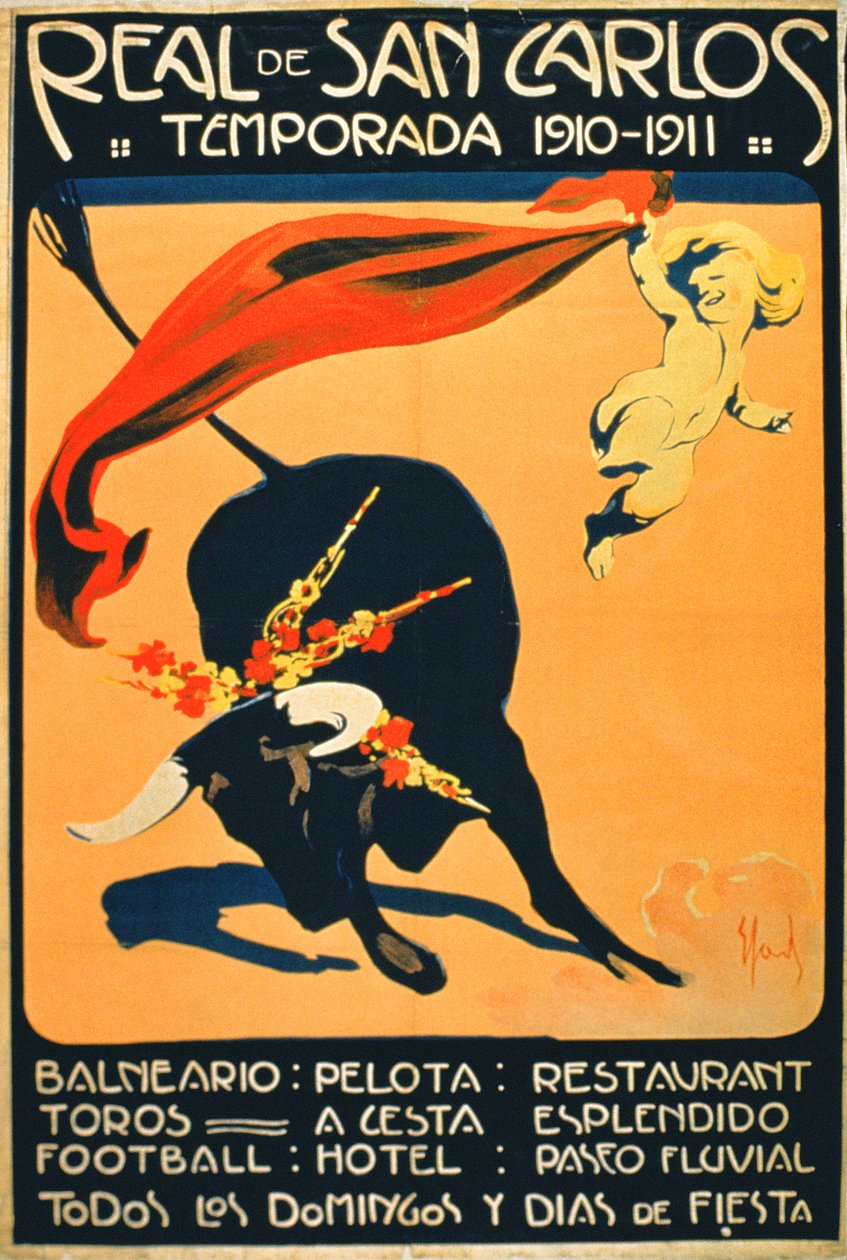 Cartaz de publicidade dos eventos no "Real de San Carlos de Spanish School