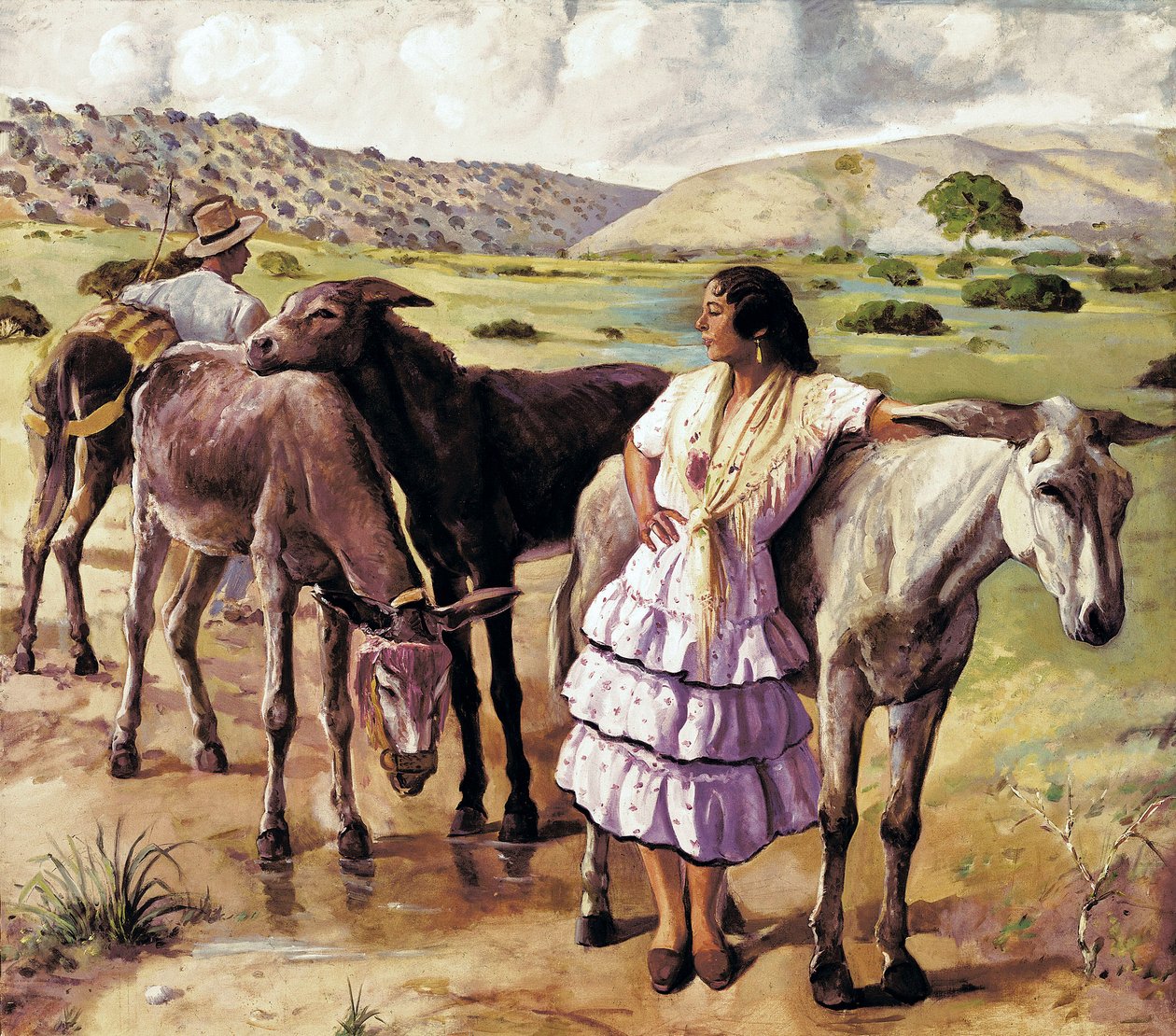 Regresso da feira, entre Puerto Real e Jerez de la Frontera (Espanha). Pintura anónima. Óleo sobre tela, primeira metade do dia 20, arte espanhola. Museu de Cádiz. de Spanish School
