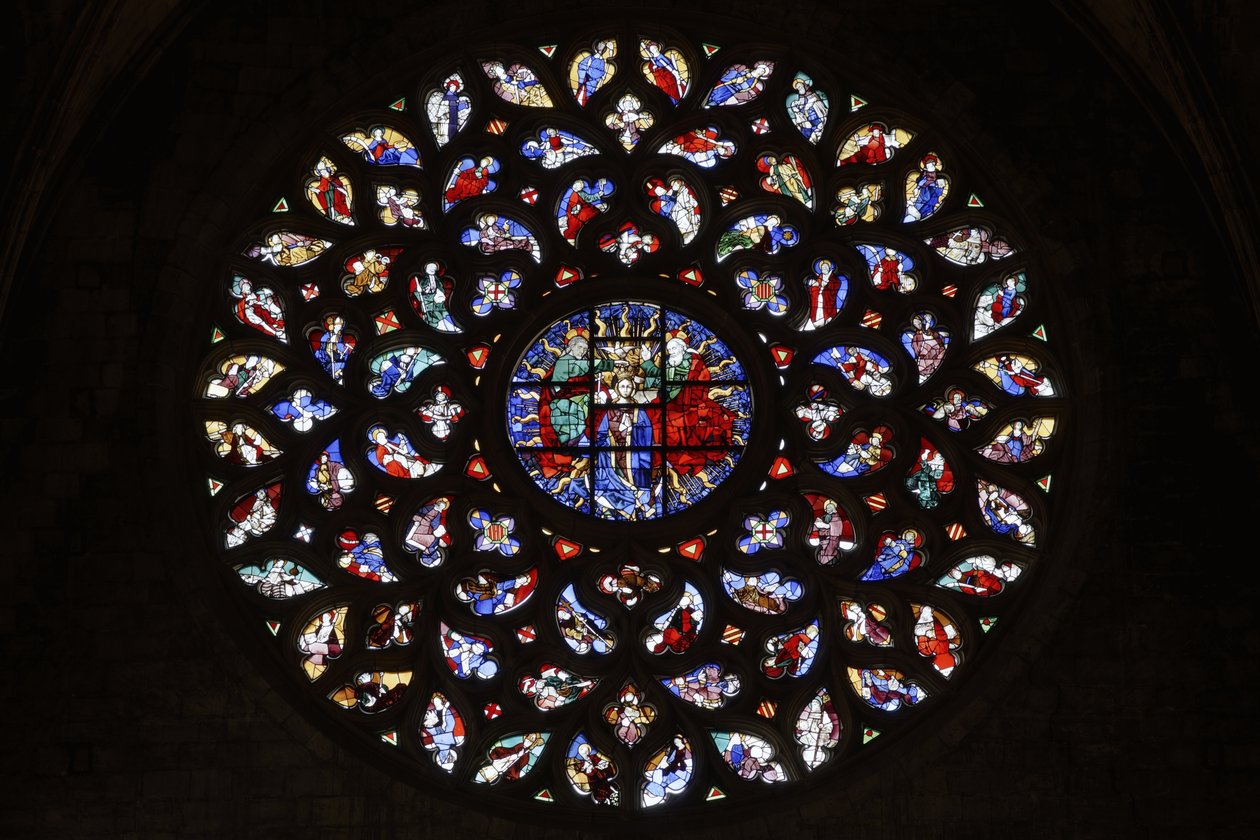 Rosácea retratando a Assunção da Virgem, c.1460 de Spanish School