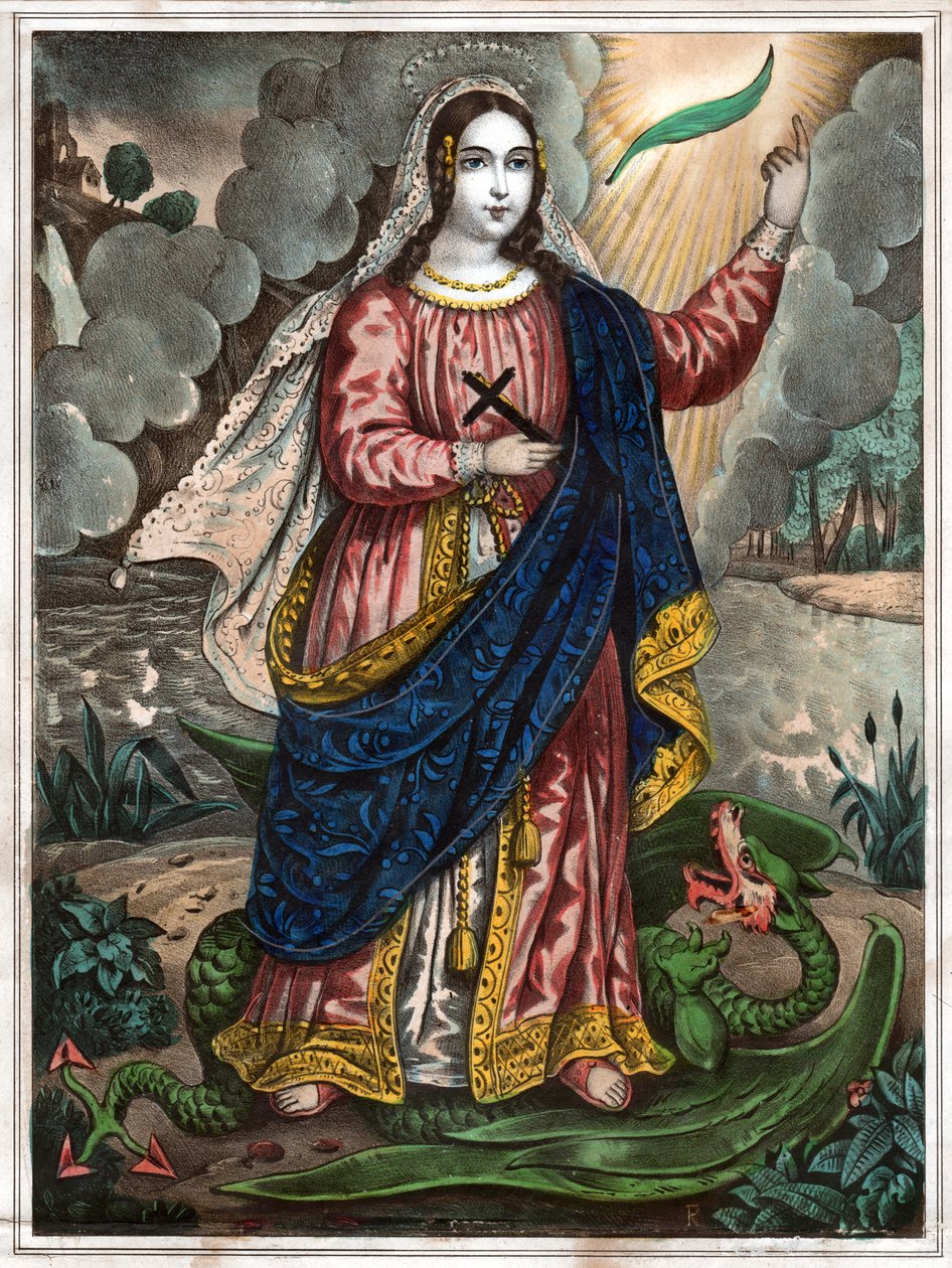 Santa Margarida de Antioquia. (gravura, ca. 1830) de Spanish School