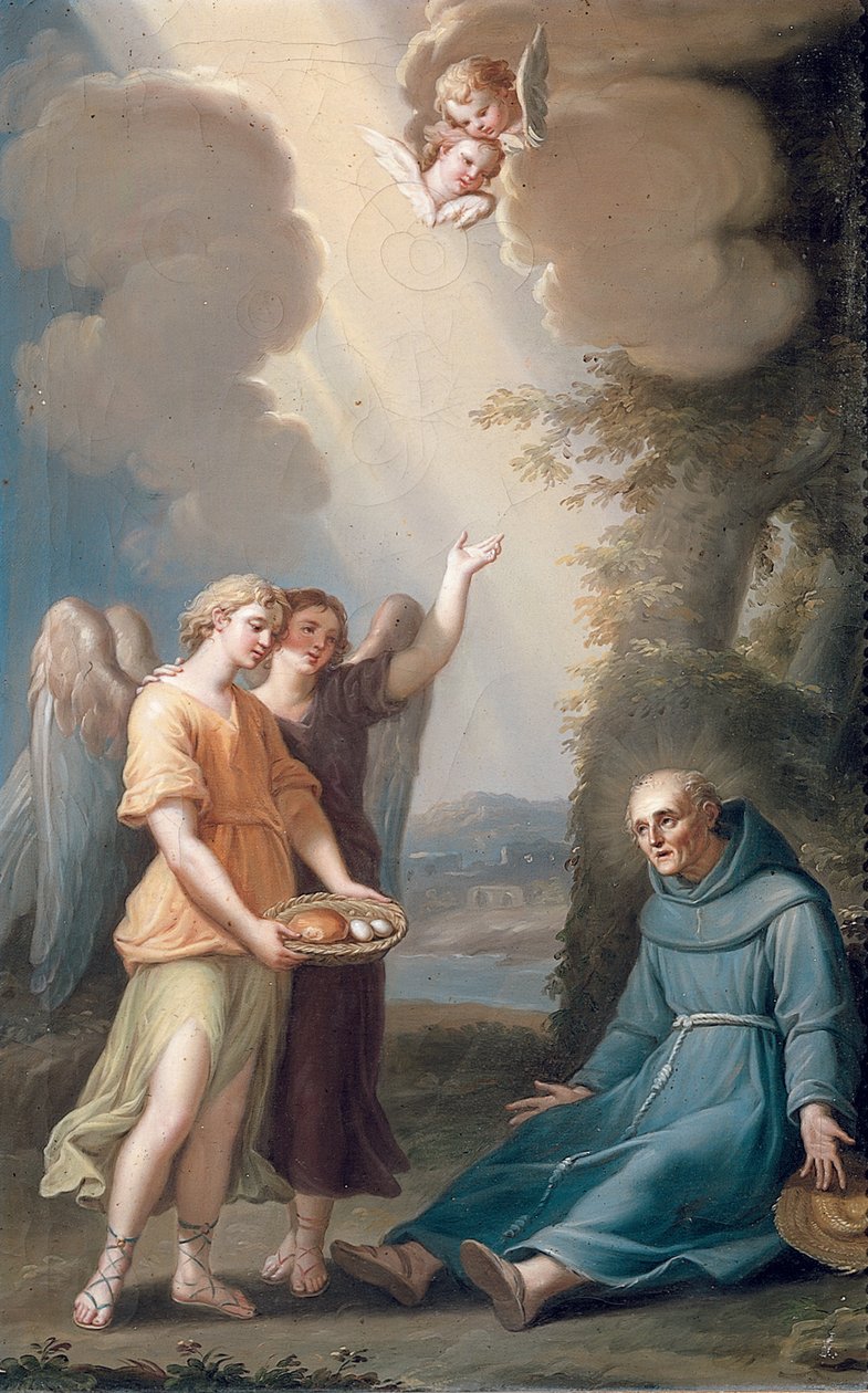 São Sebastião de Aparicio Recebendo Comida dos Anjos, final do século XVIII de Spanish School