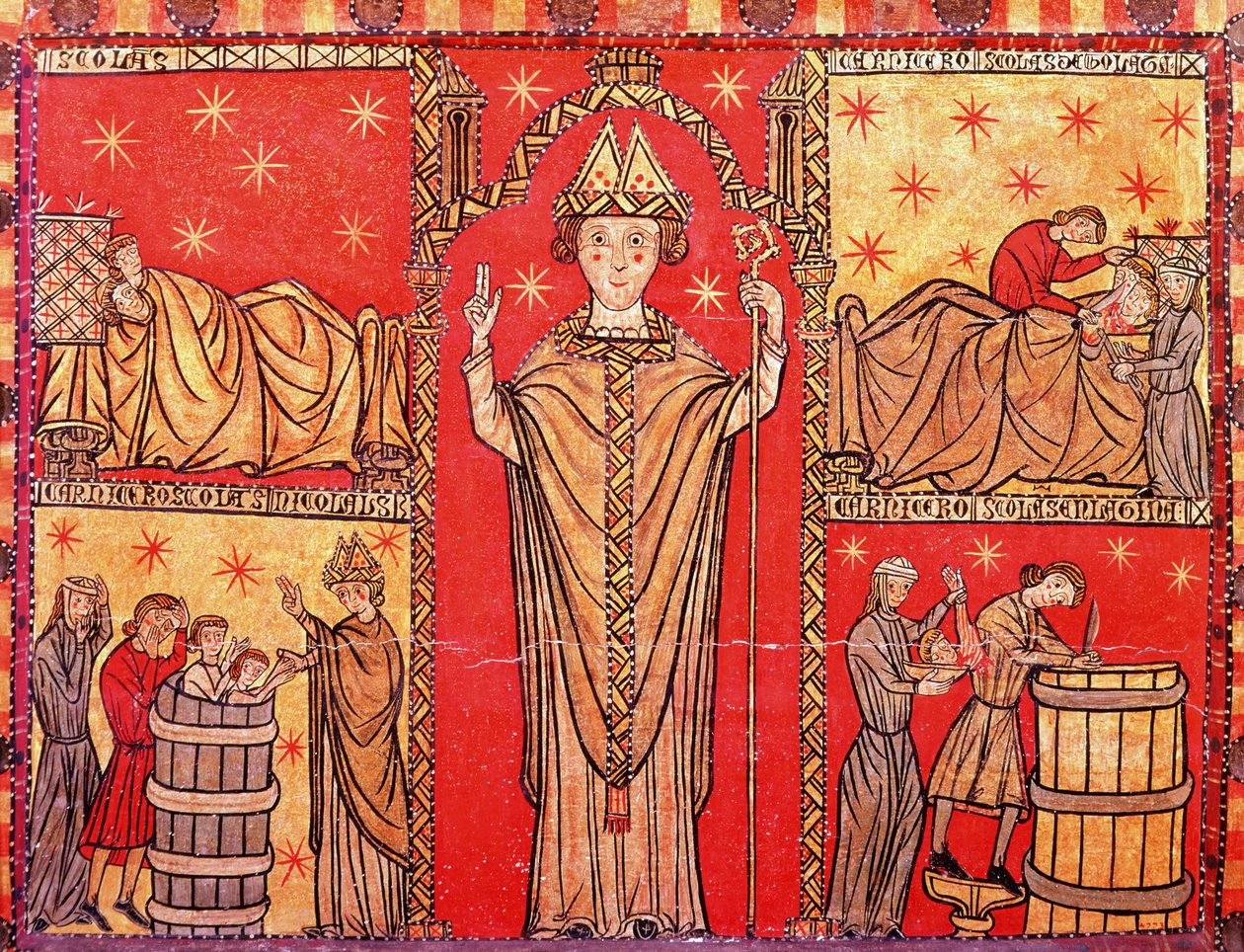 São Nicolau de Bari (têmpera no painel) de Spanish School