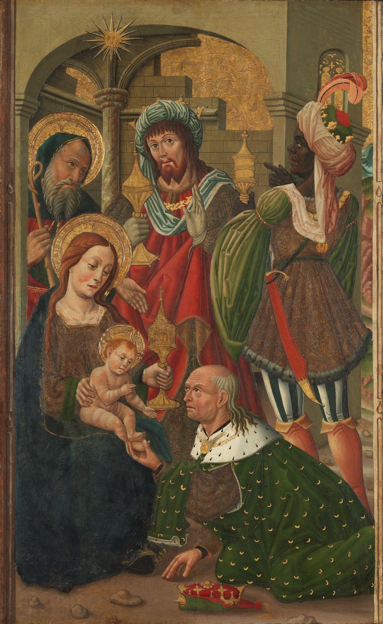 The Adoration of the Kings, c.1490 (tempera no painel) de Spanish School