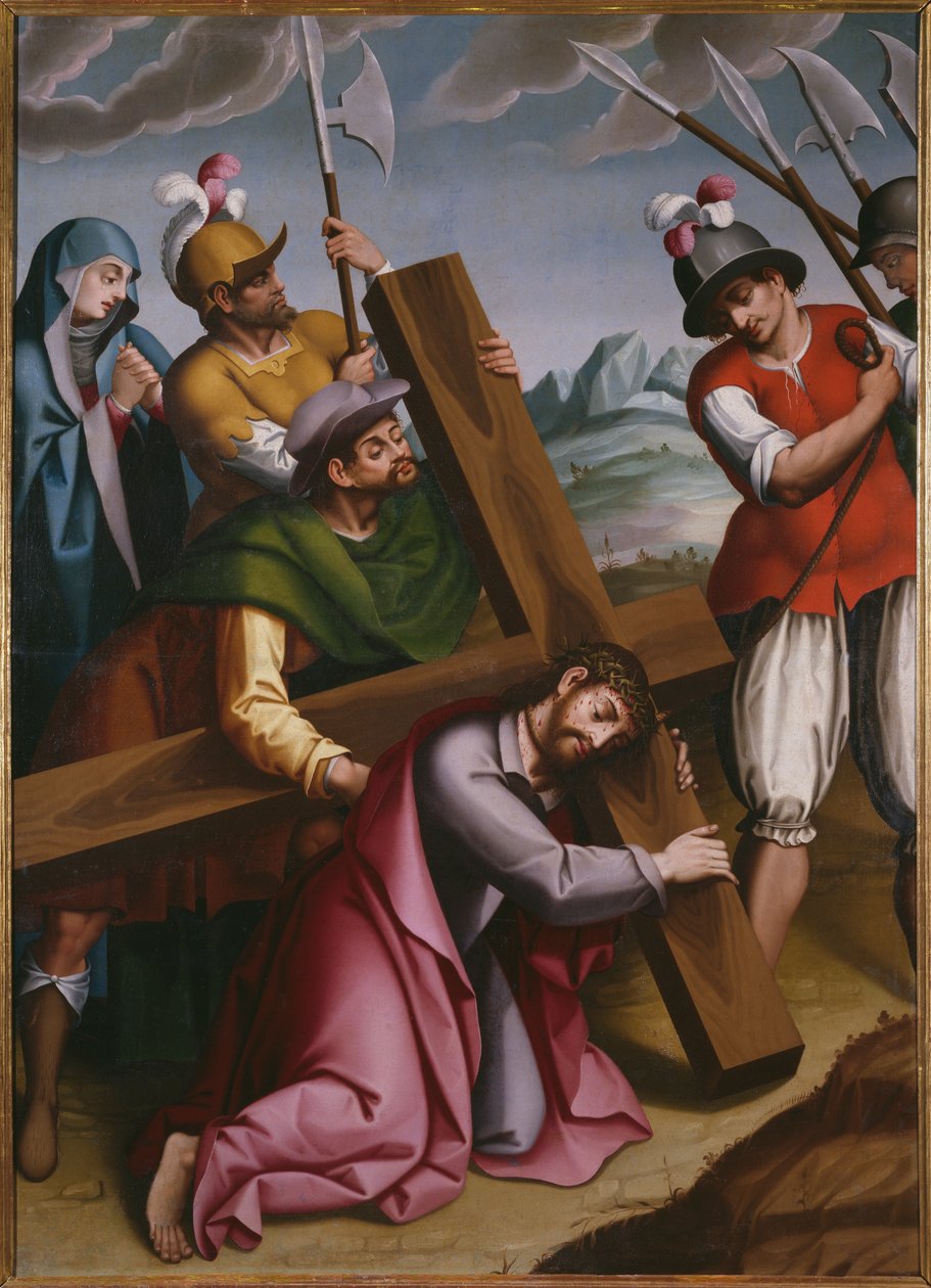 O Rolamento da Cruz, Simão de Cirene ajuda a Jesus de Spanish School