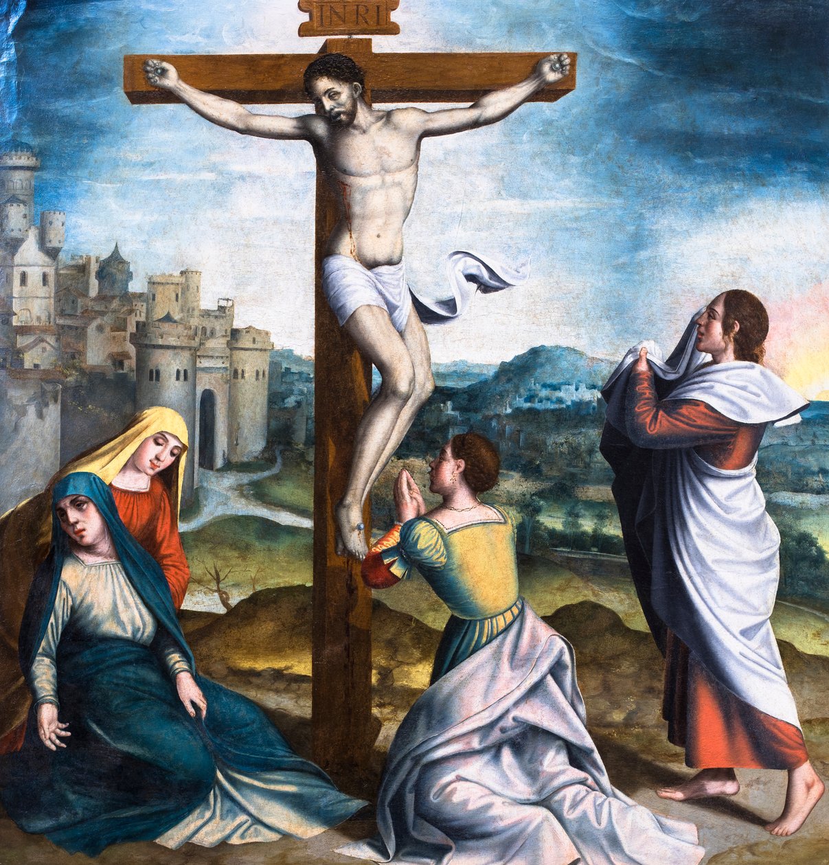 A Crucificação com as três Marias e São João de Spanish School
