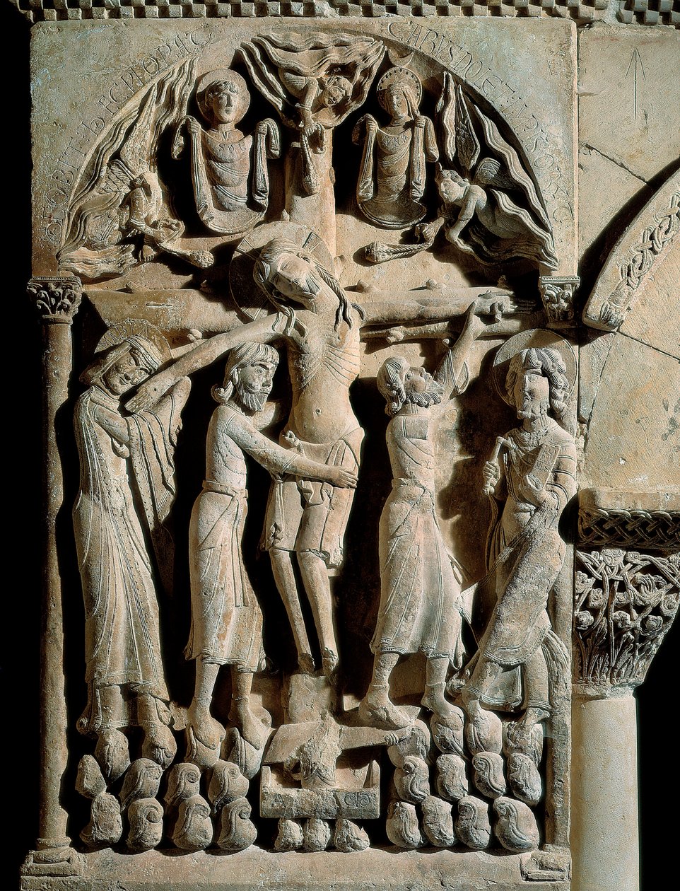 A Descida da Cruz, Mestre de São Domingos de Silos (século XII). Alívio na pedra de Spanish School