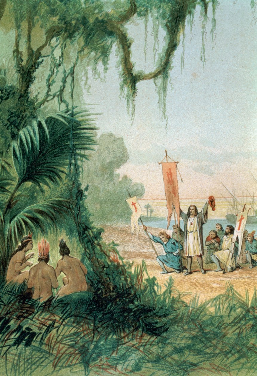 O desembarque de Cristóvão Colombo (1451-1506) na ilha de San Salvador em 12 de Outubro de 1492, de 